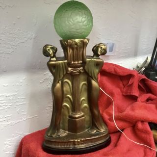 Art Deco Lamp with The Hard to Find Brain Globe 